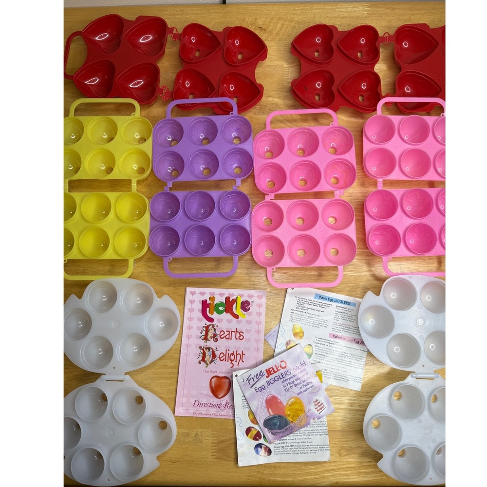 Vintage Jell-O Jigglers Egg Molds & Tickle Hearts Delight Gelatin Mold Set Lot